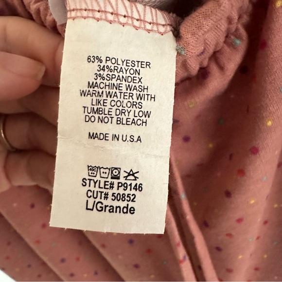 NWT First Love Pink Polka Dot Lounge Pants Size Medium - Picture 10 of 11